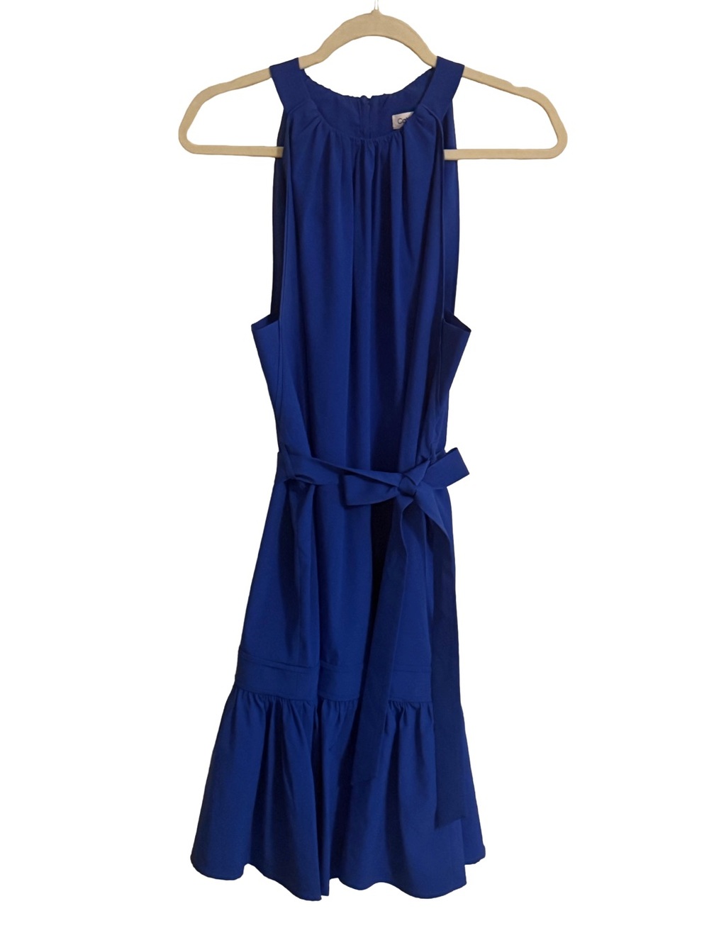 Calvin Klein Blue Sleeveless Dress with Tie Waist